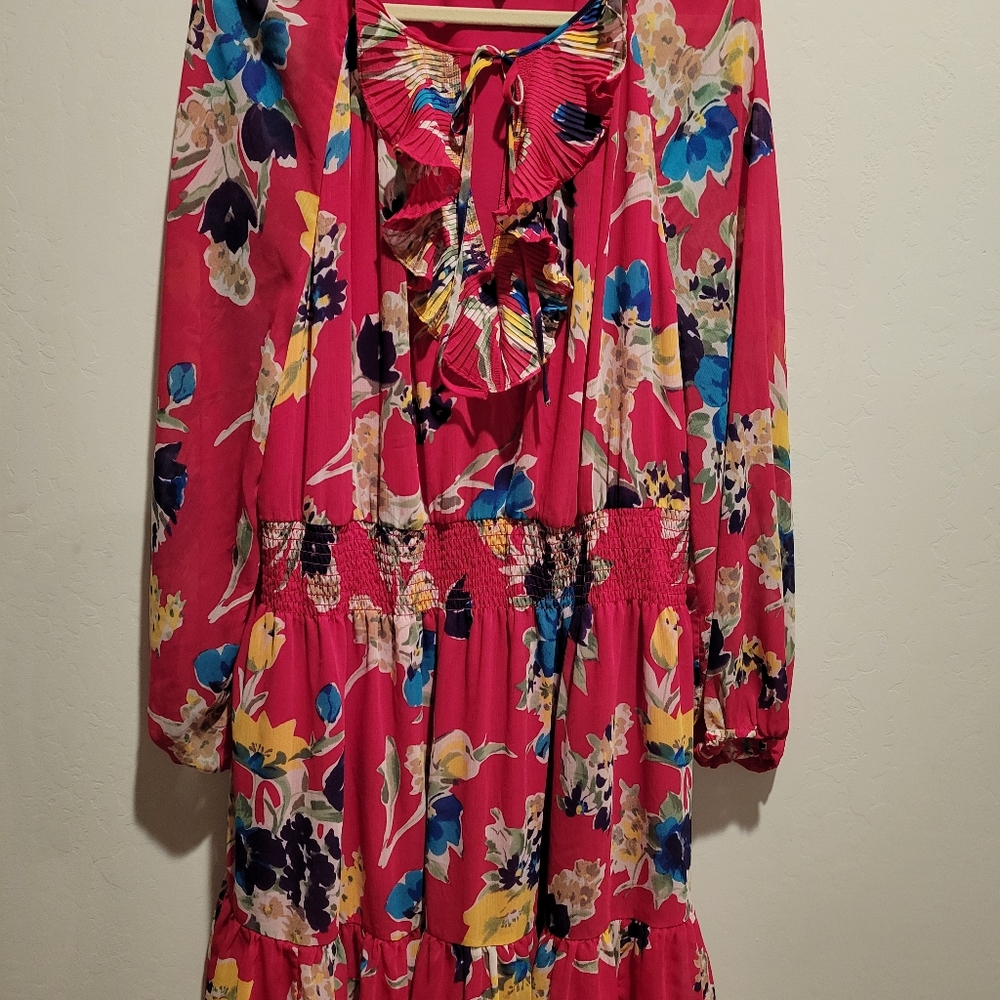Lauren floral below the knee long sleeve dress